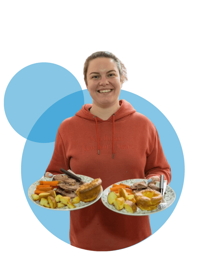 Vana Care participant preparing a meal with support