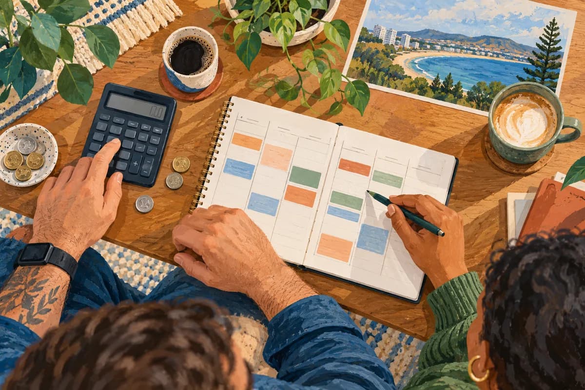 Illustration: a calculator and weekly planner used to explore support costs.